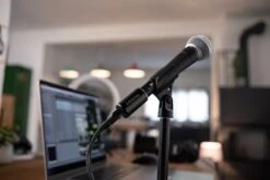 Shure MVX2U Digital Audio Interface -Audio Equipment Store MVX2U SM58 Still Life Desk Close Horizontal