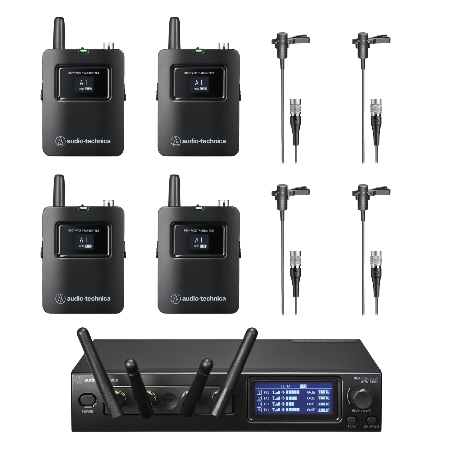 Audio-technica Audio Technica ATW-1441/AT831cW System 20 PRO Quad Wireless Lavalier Mic System 3 Audio-technica Audio Technica ATW-1441/AT831cW System 20 PRO Quad Wireless Lavalier Mic System